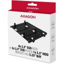 Axagon SSD tvirtinimo rėmas RHD-435, 146x130x28mm, juodas, 4x2.5" arba 2x2.5" + 1x3.5" diskų tvirtinimas
