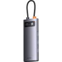 Baseus dokas WKWG070013, 4x USB 3.0, 5V / 3A, 5Gbps, aliuminio lydinys, kompakti&scaron;kas, pilkas