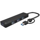Natec USB-C 3.0 keskpunkt MAYFLY NHU-2023, 4 USB 3.0 porti, 5000 Mbit/s, 0.15 m kaabel, must