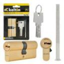 Keltin Цилиндр замка K02611, 30/30мм, матовый латунный, 3 ключа, 25000 циклов, алюминий, ZnAl механизм