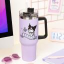 Paladone Kuromi izolēta krūzīte PP14604KUR, 900ml, purpursarkana, daudzvirzienu vāks, ērts rokturis, salmiņ&scaron;