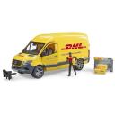 Bruder Buss MB Sprinter DHL figuuriga, 1:16, kollane, 16.3cm, 18.5cm, 43.5cm, 4 aastat, plastmass