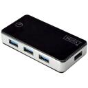 Digitus 4-portu USB centrmezgls DA-70231, 4x USB 3.0, melns, aktīvs, saderīgs ar Windows Vista/XP/7