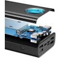 Baseus Amblight akumulators PPLG000101, 30000mAh, 4xUSB, USB-C, 65W, melns, LED displejs, 5 porti