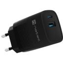 Natec Lādētājs NUC-2141, 30W, 110-240V, 50/60Hz, 3A, 1xUSB-A, 1xUSB-C, melns, ātrā uzlāde