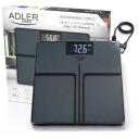 Adler Svarstyklės AD 8194s, 180 kg, 100 g, 4 jutikliai, USB Type-C, ličio jonų, LCD ekranas, juoda
