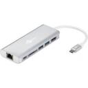 Goobay dokstacija 76788, 1xHDMI 4k30Hz, 1xRJ45, 2xUSB-A 3.2, 1xUSB-C 3.2, 1xSD kar&scaron;u lasītājs, sudraba