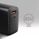 Axagon sieninis įkroviklis ACU-PQ45 45W, 2xUSB-A, 1xUSB-C, 100-240V, QC4+, PD3.0, juodas, energijos apsauga