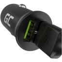 Green Cell auto laadija GC PowerRide Nano36 CADM-GC-36AA, 36W, 6A, 2x USB-A, kiire laadimine, alumiiniumkorpus