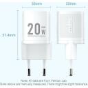 Vention lādētājs FEPB0-EU 20W PD, 100-240V, 1x USB-C, ātrā uzlāde, pārkar&scaron;anas aizsardzība, melns