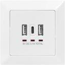 Digitus viedā kontakligzda DA-70618, 5V 3.1A, 2x USB A, 1x USB-C, pārslodzes aizsardzība, īssavienojuma aizsardzība
