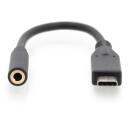 Digitus USB Type-C audio adapteris kabelis, AK-300321-002-S, 0.2m, 24bit/48KHz, USB 3.1, melns