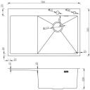 Ab Valamu NT AB 9134566, 780x510x200mm, 110mm, parem t&ouml;&ouml;pind, grafiit, sifoon, &uuml;levool kaasas