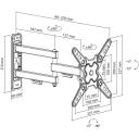 Sbox LCD-223-2, sienas stiprinājums, 13'' - 43'', 20kg, 75x75 - 200x200, melna, +90&deg; / -90&deg;, 6.6 - 37cm