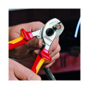 Kabeļu &scaron;ķēres, Knipex, 95 16 165 SB, hromētas, izolētas rokturi, VDE sertificētas, grie&scaron;anas jauda līdz 50 mm&sup2;