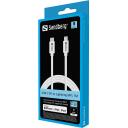 Sandberg USB kabelis 136-58, 1m, USB 3.1 Gen 1, balta, 5000Mbit/s, USB-C Male, Lightning Male, Quick Charge