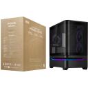 Asus Kaste PRIME AP201 TG, 2x120mm sānu ventilatori, 1x120mm aizmugures ventilators, 2x2.5" un 2x3.5" HDD