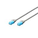 Digitus patch kabelis DK-1512-100, 10m, pelēks, RJ-45 vīrie&scaron;u savienotājs, U-UTP, booted