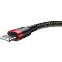 Baseus Laidas CALKLF-B19, 100cm, 2.4A, Lightning, USB 2.0, juodas, raudonas