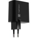 Natec Lādētājs NUC-2143, 45W, 1x USB-A, 1x USB-C, melns, 110-240V, 50/60Hz, 3A, 20V, 5V, ātrā uzlāde