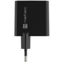 Natec Lādētājs NUC-2143, 45W, 1x USB-A, 1x USB-C, melns, 110-240V, 50/60Hz, 3A, 20V, 5V, ātrā uzlāde