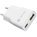 Natec Laadija NUC-2376, 20W, 1x USB-A, 1x USB-C, 110-240V, 3A, 50-60Hz, kiire laadimine, PPS, GaN