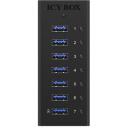 Raidsonic USB centrmezgls IB-AC618, 7x USB 3.0, AC 120/230 V, melns, alumīnijs