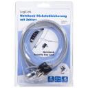 Logilink Piezīmjdatora aizsardzības slēdzene nbs003, 1.5m, tērauds, ar KODU slēdzeni, 2 atslēgas