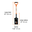 Tran&scaron;eju rak&scaron;anas lāpsta 19x53cm ar koka kātu un divkomponenta D-rokturi, 106cm PES-PD TRUPER