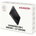 Axagon HDD korpus EE25-A6C USB-C 3.2 Gen 1, 2.5", must, 0.4 m kaabel, 7 mm HDD/SSD padjad