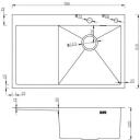 Ab Kraan NT 9134542, 780x510mm, 200mm, 110mm, sifoon, roostevaba teras, parem, satiin