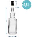 Browin 500 ml pudele ar skrūvējamu vāciņu, 1 gab., 500 ml, 226 mm augsta, 70 mm plata, melns vāciņ&scaron; 28 x 38 mm