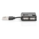 Digitus USB centrmezgls, 4 porti, DA-70217, 4 x USB 2.0, 480 Mb/s, melns
