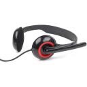 Gembird ausinės MHS-002 20-20000 Hz, 32 &Omega;, 105 dB, 3.5 mm, sulankstomas mikrofonas, uždara akustika, juoda/raudona