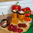 Dangtelis Ø66/4 juodas, vaisių piešiniai BROWIN 136345, metalas, 6.9x6.9x1 cm, 10 vnt