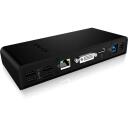 Raidsonic ICY BOX dokstacija IB-DK2241AC, strāvas adapteris AC 120/230 V, 2x USB 3.0, HDMI, DVI-I, Gigabit LAN