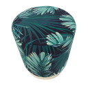 Kāju soliņš LA PERLA, D35xH42cm, audums: samts, krāsa: zaļas lapas 87672 Allit