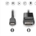 Digitus video adapteris kabelis 2 m AK-300334-020-S, 24 pin USB-C, 20 pin DisplayPort, 8K30Hz, 4K144Hz, MST, bi-direkc.