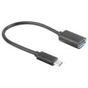 Lanberg USB-C adapterkaabel 15 cm, AD-UC-UA-04, 5000 Mbps, USB On-The-Go, must
