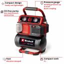 Einhell Power X-Change juhtmevaba kompressor TE-AC 18/75 Li OF-Solo 4020410, 18 V, 5 L, 8 bar, 75 l/min, 2 manomeetrit