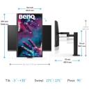 Benq USB-C monitors PD3205UA 9H.LKGLA.TPE, 31.5", UHD, 3840 x 2160, 60 Hz, 5 ms, 350 cd/m&sup2;, 1x HDMI, melns, USB centrmezgls