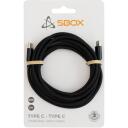 Sbox USB kabelis TYPEC-2-B, 2m, 60W, 3A, 480Mbit/s, melns, USB 2.0, Type-C spraudnis, Type-C spraudnis
