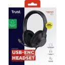Trust ausinės 25462, 40 mm, 20 - 20000 Hz, USB Type-C/USB Type-A, triuk&scaron;mo slopinimo mikrofonas, reguliuojama galvos juosta, juoda