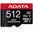 Adata m&auml;lukaart micro SDXC AUSDX512GUI3V30SHA2-RA1 512 GB, lugemise kiirus 100 MB/s, kirjutamise kiirus 85 MB/s, UHS-I, V30, A2