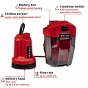 Bezvadu skaidrā ūdens sūknis GE-SP 18 LL Li, EINHELL, 4181561, 4500 l/h plūsma, 4.0 Ah akumulators