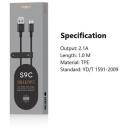 Orsen USB kabelis S9C, 1,0 M, 2,1A, TPE + audums, YD/T 1591-2009