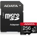 Adata карта памяти micro SDXC AUSDX256GUI3V30SHA2-RA1 256 ГБ, скорость чтения 100 МБ/с, скорость записи 80 МБ/с, UHS класс 3, V30