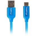 Lanberg USB Type-C kuni USB Type-A 2.0 kaabel, CA-USBO-22CU-0018-BL, 1.8 m, 480 Mbit/s, Sinine, QC 3.0, alumiiniumist pistikud