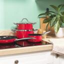Russell Hobbs Riviera 4 daļu pannu komplekts RH03821, sarkans/melns, alumīnijs, 4 gab., visām plītīm, nepiedego&scaron;ais