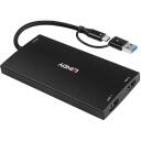Lindy I/O keitiklis 43430 USB Type A ir C į Dual HDMI 4K60, 1 USB-C, 1 USB 3.2, juodas